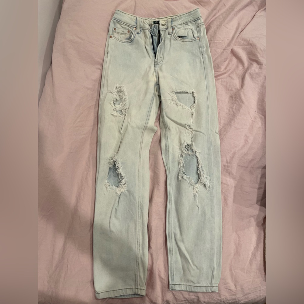 Wild Fable High Rise Distressed Jeans - Light Blue